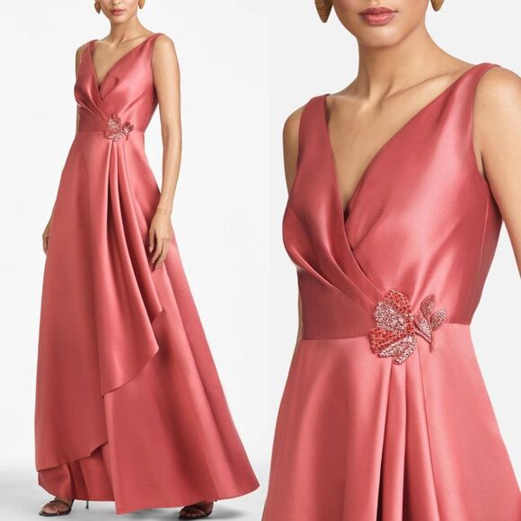 Sachin & Babi Womens Size 6 Jess Pink Red Jeweled Formal Long Gown Maxi Dress - Picture 1 of 15